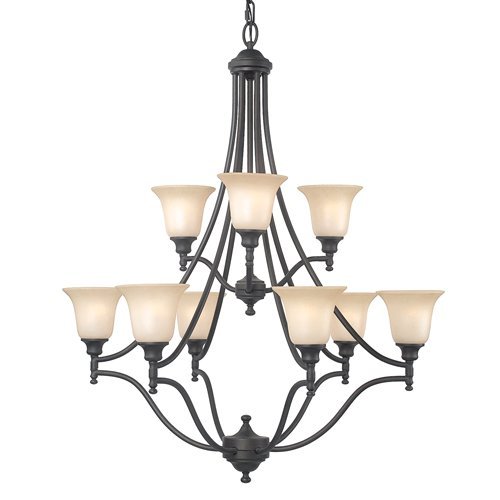 Royce Lighting RC700/9-23 Prescott 9-Light Chandelier with White Alabaster Glass, Oil Rubbed Bronze