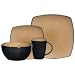 Gibson Soho Lounge Square 16-piece Dinnerware Set, Service for 4, Taupe