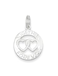 Sterling Silver Satin & Polished Round Together Forever Charm