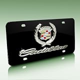 Cadillac Old Style Logo and Name on Black License Plate Cadillac Old Style Logo and Name on Black License Plate