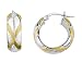 Two Tone White and Yellow Gold Huggie Hoop X Earrings