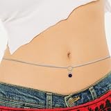 Sterling Silver Belly Chain with Purple Smiley Face Charm