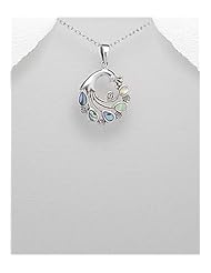 Peacock Shell Pendant Necklace In 92.5 Sterling Silver
