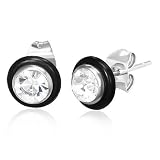 7mm en acier inoxydable serti Cercle Stud CZ Boucles doreilles