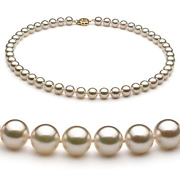 PearlsOnly White 7.5-8mm AAA Japanese Akoya Pearl Necklace 16 inch