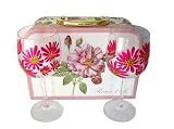 ArtisanStreet's Shasta Daisy Goblet Gift Set. 3 Piece Set Features 2 Wine Glasses with Matching Carrying Case. Bright Red Raspberry Daisies in Pearlized Design on Clear Glass. Hand Painted. One of a Kind, Signed by Artisan