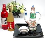 【送料無料】お屠蘇5点セット岸寿美子デザインB（盆黒）+寿　おとそ”500ｍｌ＋祝い赤　芋焼酎720ｍｌ