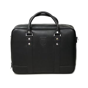 Elegant Side-Sleeved Black Faux Leather Briefcase with Strap