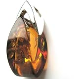 Top Quality Flaming Amber and Polished Finish Sterling Silver 925 Large Pendant
