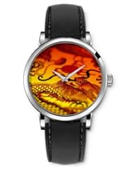 SPRAWL Aanalog Fashion Series Silver Ladies Watches of Genuine Black Leather Strap,Unique Wrist Watch for Women Girls Designed with Patterns of Chinese dragon
