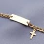 Gold tone Child ID Bracelet with Cross Charm