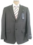 Nautica Mens Single Breasted 2 Button Gray Windowpane Wool Suit - Size 42S