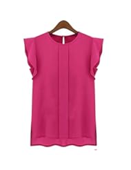 Apparel: Zmart Womens Ruffle Sleeve Chiffon Blouse Shirt Pink X-Large