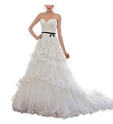 Tulle Lace 2015 Sweetheart Wedding Dress  With a Sash 