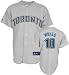Vernon Wells Jersey: Adult 2010 Majestic Road Grey Replica #10 Toronto Blue Jays Jersey