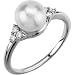 Platinum Akoya Cultured Pearl and Diamond Ring - 8.00mm