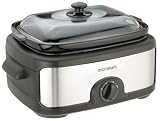 Micromark 6.3 Litre Rectangular Slow Cooker Brushed Stainless Steel & Black