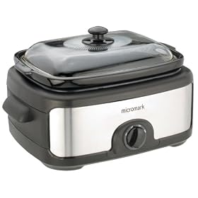 Micromark 6.3 Litre Rectangular Slow Cooker Brushed Stainless Steel & Black