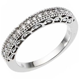 0.75 Ct.T.W. Round Brilliant Cut Diamonds, 14K White Gold. Vintage Style Diamond Wedding... by 