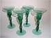Glass Set of 4 7 Twisted Stem Candlesticks in Emerald Green