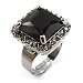 Princess-Cut Jet Black CZ Fashion Ring (Silver-Tone)