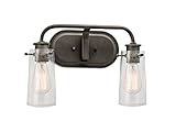 Kichler 45458OZ Braelyn 2-Light Vanity Fixture and Clear Seedy Glass, Olde Bronze Finish