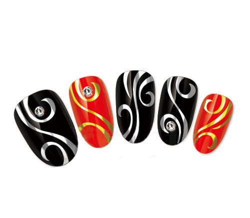 NiceDeco - nail stickers nail tattoo nail deacl water transfers decals shiney silver swirl pattern