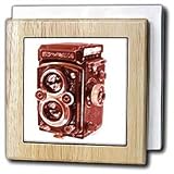 KIKE CALVO vintage camera collection - Picture of a Vintage brown Twin Lens reflex TLR camera - Tile Napkin Holders