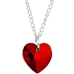 Austrian Crystal Heart July Birthstone Necklace MADE WITH SWAROVSKI ELEMENTS