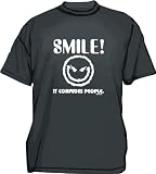 SMILE It Confuses People SMILEY FACE LOGO Mens Tee Shirt in 12 colors Small thru 6XL