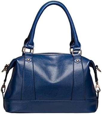 Cczimo Women's Soft Leather Casual Top Handle Tote Messenger Shoulder Satchel Handbag Crossbody Purses Blue