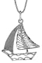 Sterling Silver Filigree Sailboat Pendant, 15/16 in. (24mm)