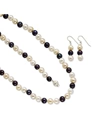 Genuine .925 Sterling Silver Multi-colored Freshwater Cultured Pearl 3 Piece Set. 100% Satisfaction Guaranteed.
