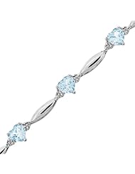 Created Aquamarine Heart and Diamond Bracelet