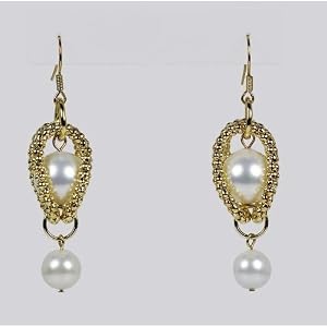 Karen Ko Mesh Pearl Earrings w  Gold Setting and Shell Pearls