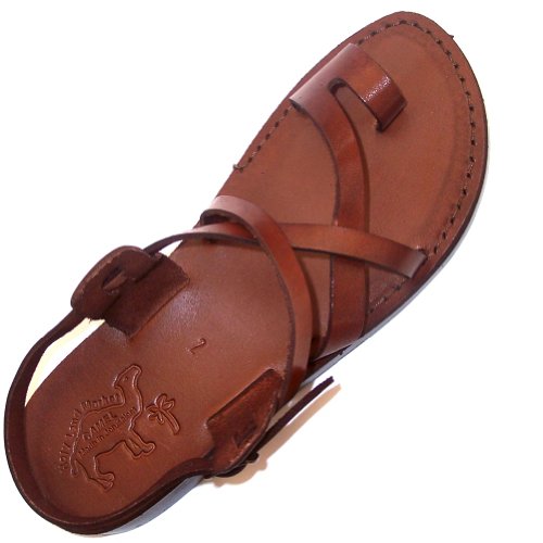 Unisex Adults/Children Genuine Leather Biblical Sandals / Flip flops (Jesus - Yashua) Jesus - Yashua Style I - Holy Land Market Camel Trademark