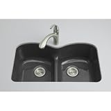 Kohler K-66266U-7 Langlade White/Color Undermount - Double Bowl Kitchen Sink - Black