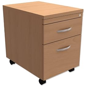 Trexus Mobile Filing Pedestal 2-Drawer W400xD600xH585mm Beech