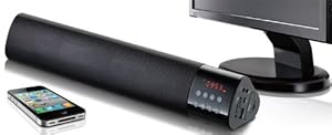SimplyVibe V1-30HP USB or Li Battery Powered Sound Bar Speakers System (FM Radio, Wireless Remote, Turbo Bass, High Fidelity) - Works with iPad/iPod/iPhone/Android Devices (Plays MP3s from SD Card, Flash Drive)