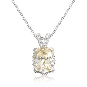 Sterling Silver Canary Cubic Zirconia Pendant by Cheline, 18"