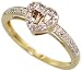 14k Gold Diamond Heart Ring, w/ 0.21 Carat Baguette & Brilliant Cut Diamonds, 1/4 (7mm) wide