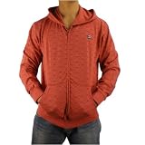 Mens Billabong red zip-up hoodie jacket. Very high quality skate and surf brand sweater with a side entry pocket, geometric print design all over the fleece and small logo embroidered on the front. Great authentic sweatshirt to wear with various casual styles.