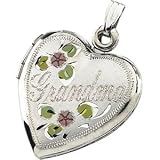 Sterling Silver Tri-Color Grandma Heart Locket - 3/4