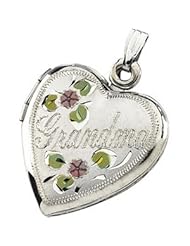 Genuine IceCarats Designer Jewelry Gift Sterling Silver N\A Tricolor Grandma Heart Lkt. Tricolor Grandma Heart Lkt In Sterling Silver N\A