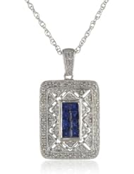 Sterling Silver Elongated Filigree Diamond Pendant Necklace (1/10 cttw, I-J Color, I2-I3 Clarity), 18"
