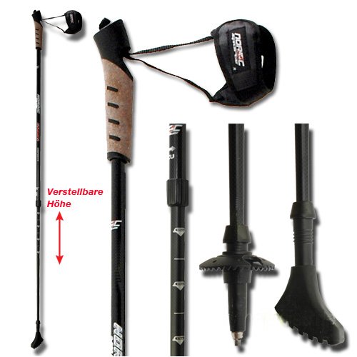 Nordic Walking Stöcke Carbon schwarz verstellb.80-140cm