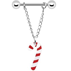 Candy Cane Chain Dangle Nipple Ring
