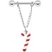 Candy Cane Chain Dangle Nipple Ring