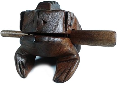Lastwizard Percussion Large Wood Carving Frog Musical Instrument Tone Block, Approx. 5" Long