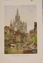 PAINTING by HASLEHUST TRURO CATHEDRAL FROM RIVER PRINT